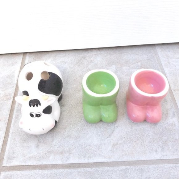 NEW Cow Toothbrush holder Boots Jewelry Storage - Picture 3 of 3